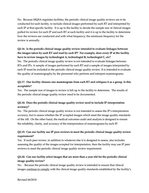 Mammography Quality Standards Act (MQSA) Enhancing Quality Using the