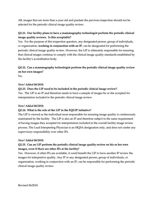 Mammography Quality Standards Act (MQSA) Enhancing Quality Using the ...
