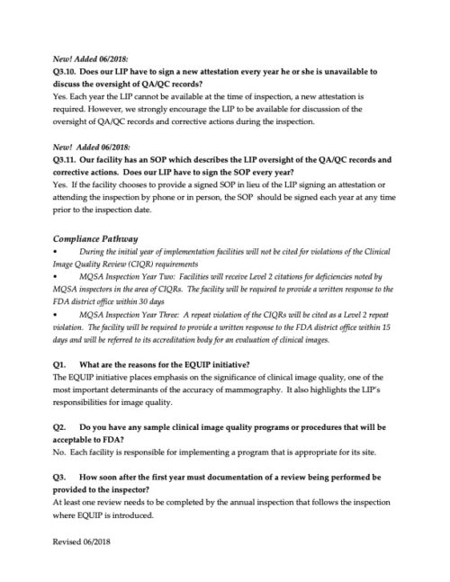 Mammography Quality Standards Act (MQSA) Enhancing Quality Using the ...